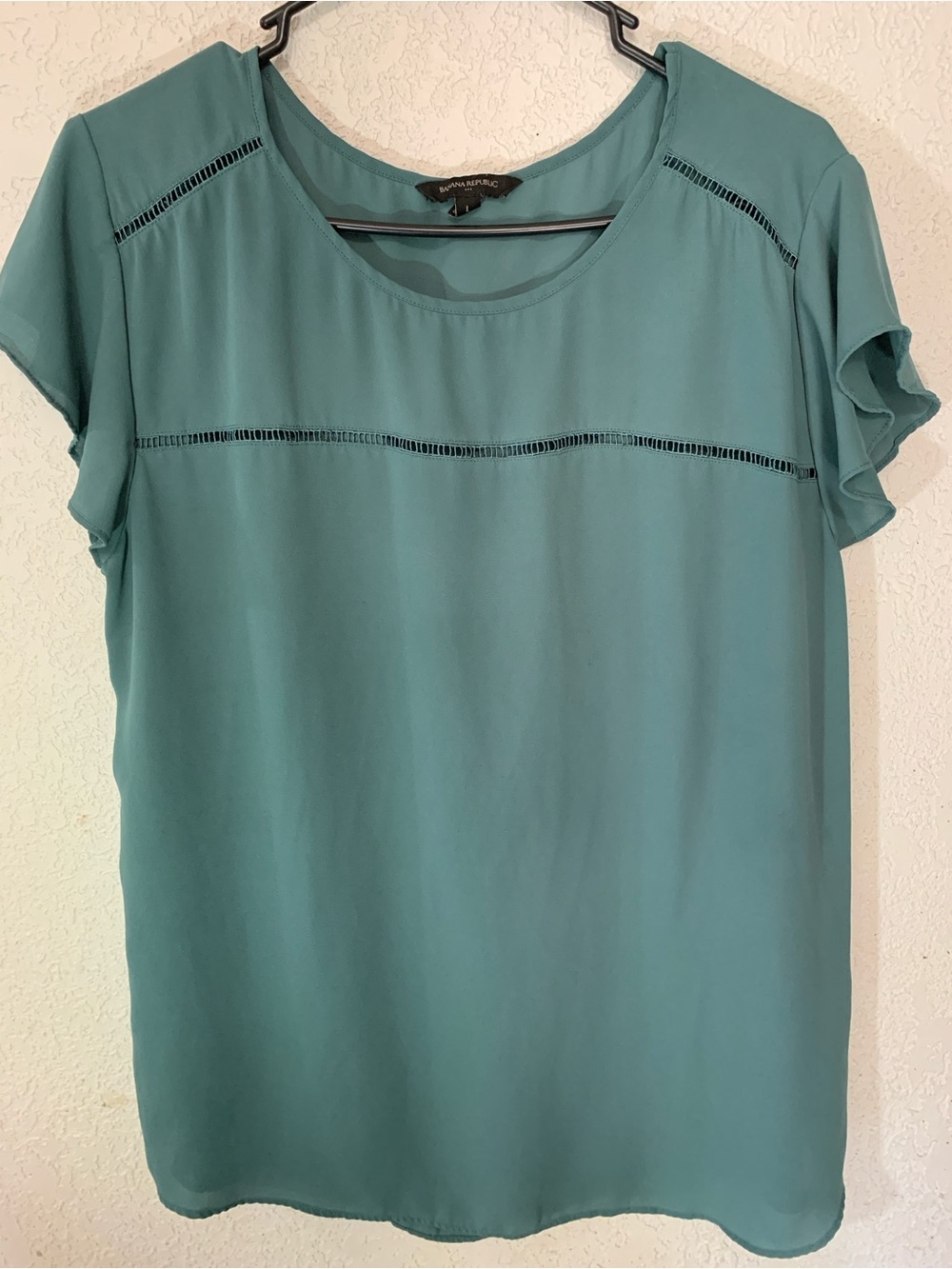 Banana Republic Teal Short Flutter Sleeve Blouse